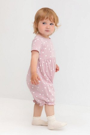 Полукомбинезон(Весна-Лето)+baby (розово-сиреневый, белые цветочки)
