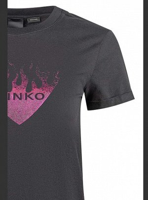 PINKO Футболка (черная: сердце пламя, пинко)