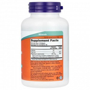 Магний NOW Magnesium Citrate 134мг - 90 гел.капс