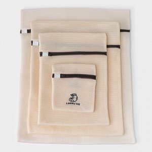 Мешки для стирки, 6 шт: L= 60x50, M=50x40, S=40x30, XS=22x18, Цилиндр L=30x20, Цилиндр M=17x17, цвет бежевый