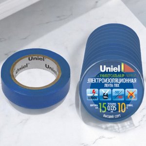 Изолента (изоляционная лента) UIT-135P  BLU 10 м, 15 мм, 0,135 мм, 1 шт, цвет Синий