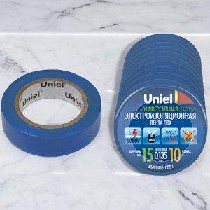Изолента (изоляционная лента) UIT-135P  BLU 10 м, 15 мм, 0,135 мм, 1 шт, цвет Синий