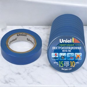 Изолента (изоляционная лента) UIT-135P  BLU 10 м, 15 мм, 0,135 мм, 1 шт, цвет Синий