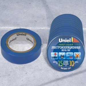 Изолента (изоляционная лента) UIT-135P  BLU 10 м, 15 мм, 0,135 мм, 1 шт, цвет Синий