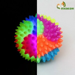 Мяч для собак светящийся, TPR, 7,5 см, микс цветов