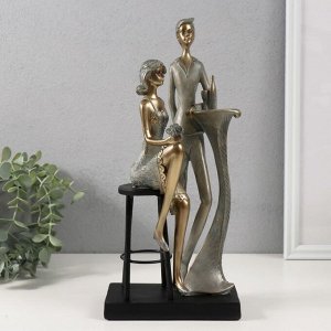 Фигурка полистоун «Парочка за столиком - свидание», бронза с патиной, 14.5x9x31.5 см