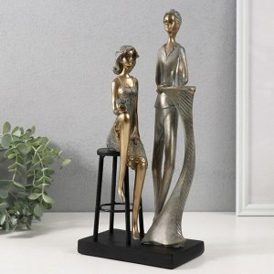 Фигурка полистоун «Парочка за столиком - свидание», бронза с патиной, 14.5x9x31.5 см