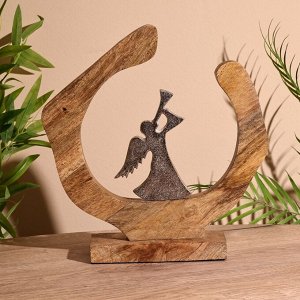 Сувенир интерьерный в деревянном кольце «Ангел», 25x8x28 см