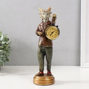 Фигурка-часы настольные полистоун «Золотистый дракон», 9.5x8.5x28 см