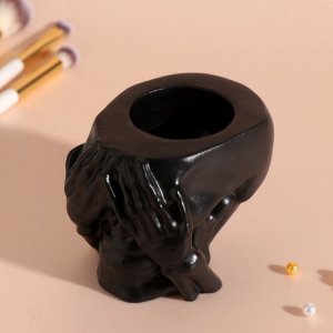 Сувенирная подставка для мелочей «Череп Прятки», 7x10 см, чёрный матовый