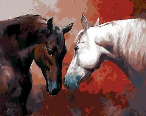 Картина для раскрашивания Две лошади 40х50см / GX9159 /