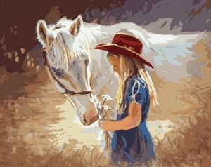 Картина для раскрашивания Девочка с лошадкой 40х50см / GX7583 /