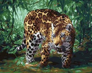 Картина для раскрашивания Леопард на охоте 40х50см / GX25883 /