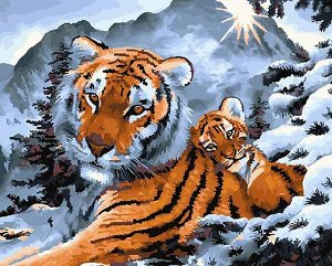 Картина для раскрашивания Тигр в горах 40х50см / GX26008 /