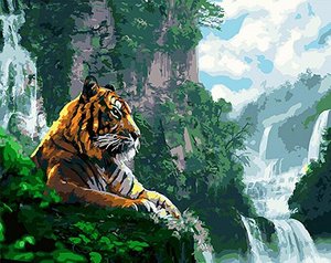 Картина для раскрашивания Тигр у водопада 40х50см / GX4908 /