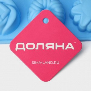 Форма для выпечки Доляна «Немецкий кекс, роза», силикон, 16x21 см, 12 ячеек (d=4.2 см), голубая