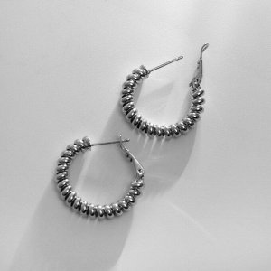 Серьги кольца плетёные XUPING «Сияние», цвет серебро, d=2.5 см