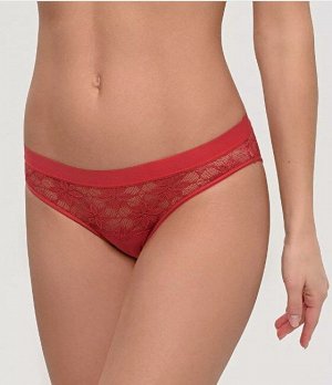 LUI et ELLE EC0382 terre cuite Трусики женские слипы из хлопкового полотна с кружевом.