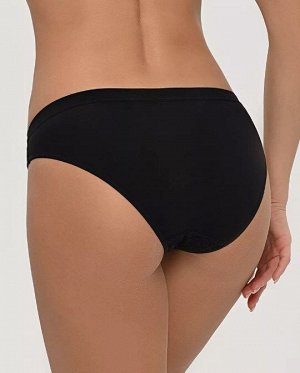LUI et ELLE EC0383 noir Трусики женские слипы, из хлопкового полотна с ажурной вставкой