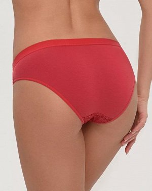 LUI et ELLE EC0383 terre cuite Трусики женские слипы, из хлопкового полотна с ажурной вставкой