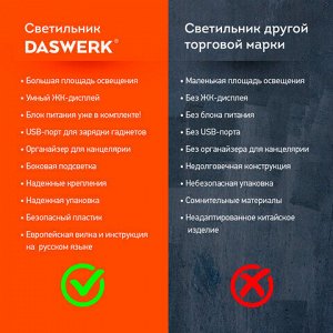 Настольная лампа / светильник / ночник с органайзером и дисплеем "8 в 1", LED 10 Вт, DASWERK, 238324