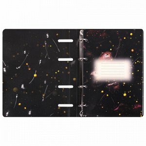 Тетрадь на кольцах А5 160х212 мм, 120 листов, картон, фольга, клетка, BRAUBERG, "Black&amp;Gold", 404735