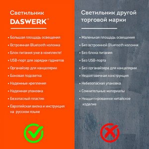 Настольная лампа / светильник с органайзером и Bluetooth колонкой, LED, 6 Вт, белый, DASWERK, 238328