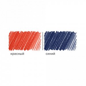 Карандаш двухцветный КРАСНО-СИНИЙ, BRAUBERG, 1 шт., шестигранный, грифель 2,9 мм, натуральное дерево, 181253