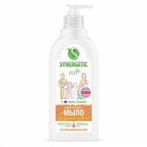 Мыло жидкое 500 мл SYNERGETIC "Миндальное молочко", гипоаллергенное, биоразлагаемое, дозатор, 105058