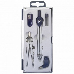 Готовальня BRAUBERG "Student Oxford", 5 предм: циркуль + кронц-ль, держ., грифель, точилка, 210338