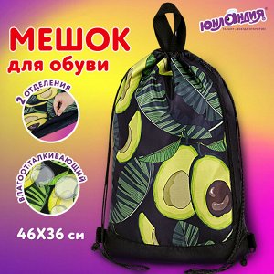 Мешок для обуви ЮНЛАНДИЯ с ручками, боковой карман на молнии, 46х36 см, Fresh, 271063
