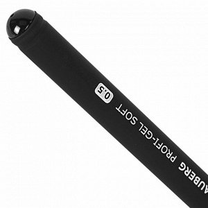 Ручка гелевая BRAUBERG Profi-Gel SOFT, ЧЕРНАЯ, прорезиненный корпус, линия 0,4мм, 144129