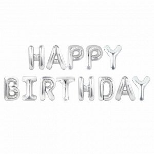 Шары воздушные НАБОР ДЛЯ ДЕКОРА "Happy Birthday", 52 шара, серебро/золото/черный, BRAUBERG, 591898