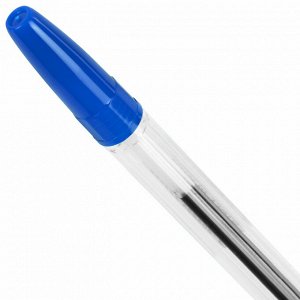 Ручка шариковая масляная СИНЯЯ, STAFF Basic BP-962, корпус прозрачный, 1 мм, линия 0,7 мм, 142962