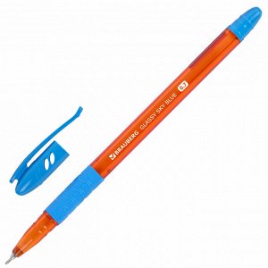 Ручка шариковая масляная с грипом СВЕТЛО-СИНЯЯ,, BRAUBERG GLASSY SKY BLUE, линия 0,35мм,144107