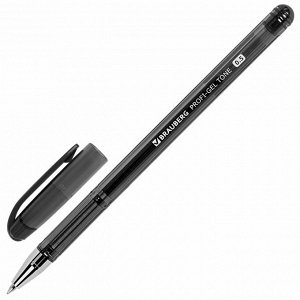 Ручка гелевая ЧЕРНАЯ, BRAUBERG Profi-Gel TONE, линия 0,4мм, 144127