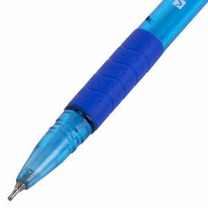 Ручка шариковая масляная с грипом СИНЯЯ, BRAUBERG GLASSY TONE, узел 0,7мм, линия 0,35мм, 144108