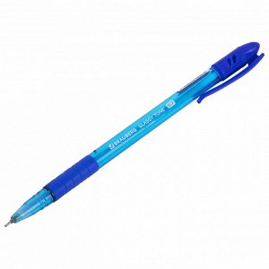 Ручка шариковая масляная с грипом СИНЯЯ, BRAUBERG GLASSY TONE, узел 0,7мм, линия 0,35мм, 144108