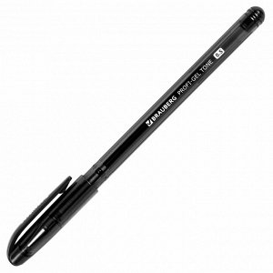 Ручка гелевая ЧЕРНАЯ, BRAUBERG Profi-Gel TONE, линия 0,4мм, 144127