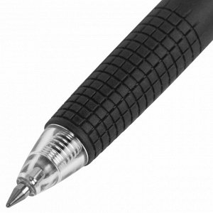 Ручка гелевая автоматическая с грипом ЧЕРНАЯ, BRAUBERG GLA, узел 0,5 мм, линия 0,35 мм, 144215