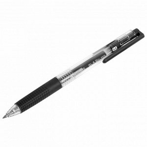 Ручка гелевая автоматическая с грипом ЧЕРНАЯ, BRAUBERG GLA, узел 0,5 мм, линия 0,35 мм, 144215