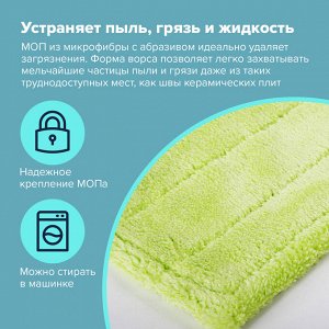 Швабра с флаундером 40см, черенок 110см, еврорезьба, насадка МОП микрофибра, ЛЮБАША, 606312