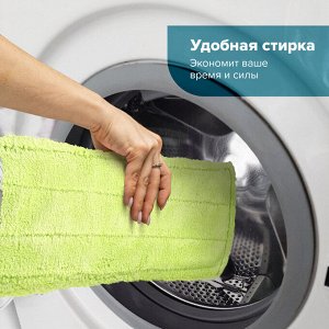 Швабра с флаундером 40см, черенок 110см, еврорезьба, насадка МОП микрофибра, ЛЮБАША, 606312
