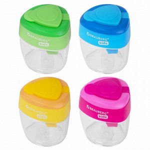 Точилка BRAUBERG KIDS "MAXI", 2 отверстия, с большим контейнером, трехгранный корпус, 1 шт,  271945