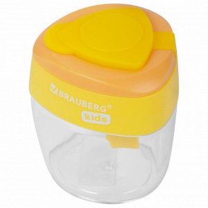 Точилка BRAUBERG KIDS "MAXI", 2 отверстия, с большим контейнером, трехгранный корпус, 1 шт,  271945