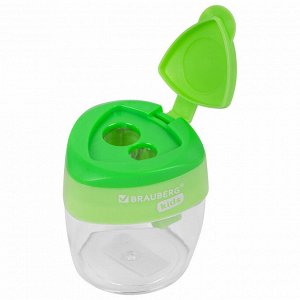 Точилка BRAUBERG KIDS "MAXI", 2 отверстия, с большим контейнером, трехгранный корпус, 1 шт,  271945