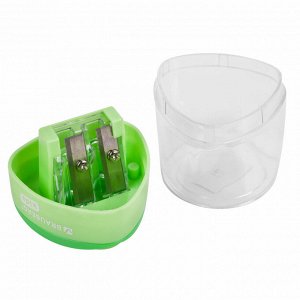 Точилка BRAUBERG KIDS "MAXI", 2 отверстия, с большим контейнером, трехгранный корпус, 1 шт,  271945
