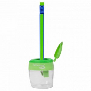 Точилка BRAUBERG KIDS "MAXI", 2 отверстия, с большим контейнером, трехгранный корпус, 1 шт,  271945
