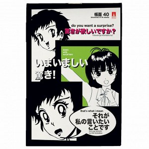 Блокнот МАЛЫЙ ФОРМАТ А6, 40л, скоба, ламинированный картон, клетка, АЛЬТ, MANGA, 1 шт,  3-40-718