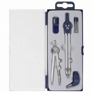 Готовальня BRAUBERG "Student Oxford", 5 предм: циркуль + кронц-ль, держ., грифель, точилка, 210338